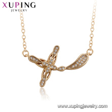 44542 xuping 18k gold plated simple cross pendant necklace for ladies